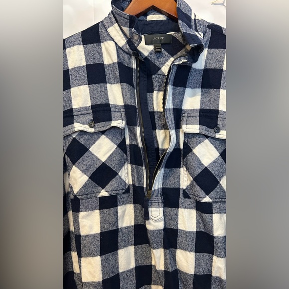 J Crew XXL Navy Blue Buffalo Plaid Wool Blend Pullover Quarter Zip Plus 2X - Picture 5 of 6